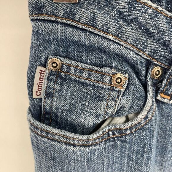 Carhartt Womens Straight Jeans Mid Rise 5 Pocket Denim Medium Wash Blue 28 - Picture 7 of 9
